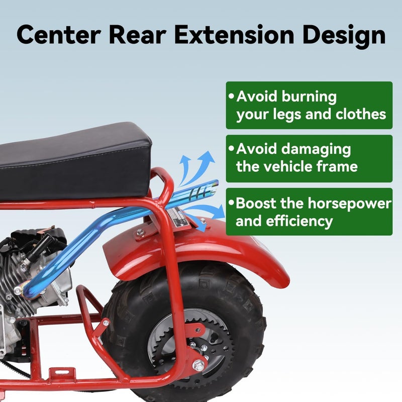 XIKOBY Upgraded Central Rear Exhaust Kit Compatible with Mini Bike Coleman CT100U Massimo MB100 F-RP GMB100 Rascal Lite Predator 79cc 98cc 99cc 3.0HP 154F Engine Parts Colorful - Image 3